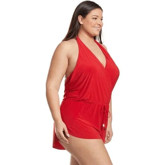 Magicsuit Bianca Rouge Red Swimsuit One Piece Shorts Romper 22W NWT - Picture 11 of 13